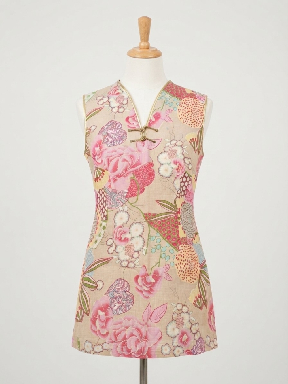 Floral Mandarin Collar Qipao Cheongsam Tunic Top (0243M)